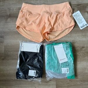 Sold Three NWT speed up lululemon shorts brand new size 4